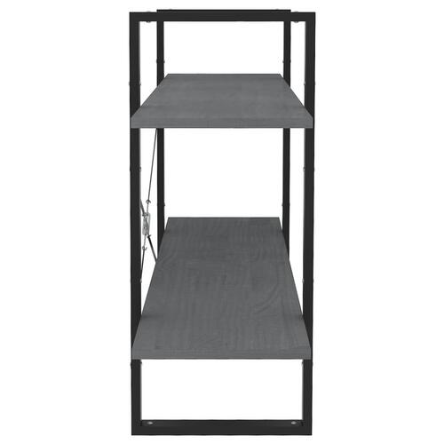 Bogreol med 2 hylder 100x30x70 cm massivt fyrretræ grå