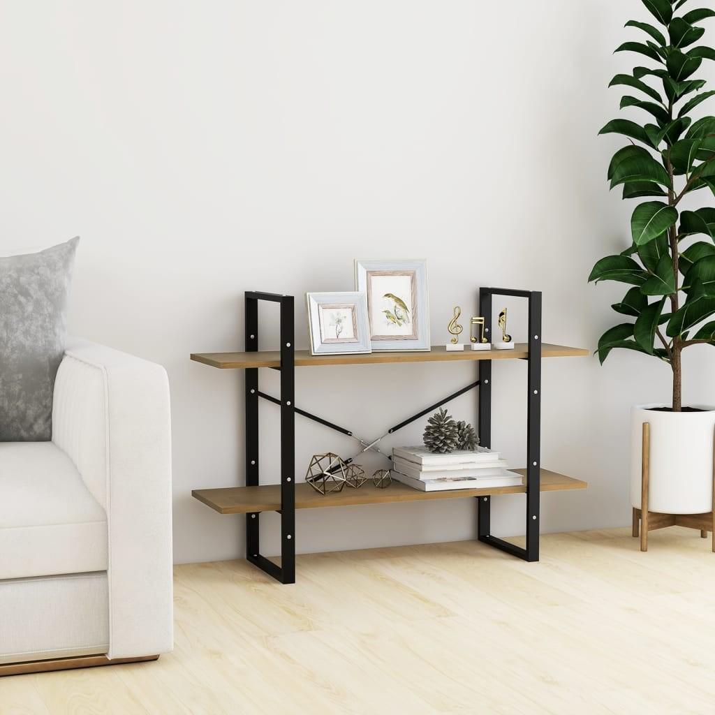 Bogreol 100x30x70 cm 2 hylder massivt fyrretræ
