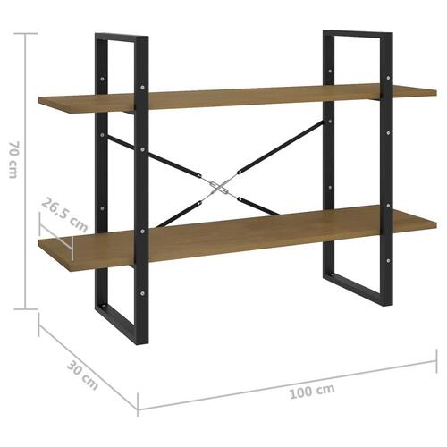 Bogreol 100x30x70 cm 2 hylder massivt fyrretræ