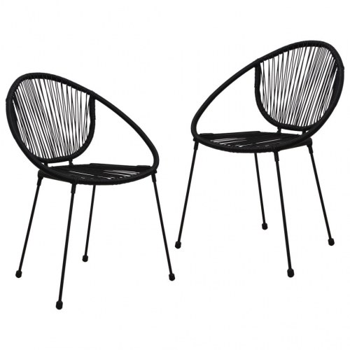 Udendørs spisebordssæt 3 dele i sort PVC-rattan - bord og 2 stole