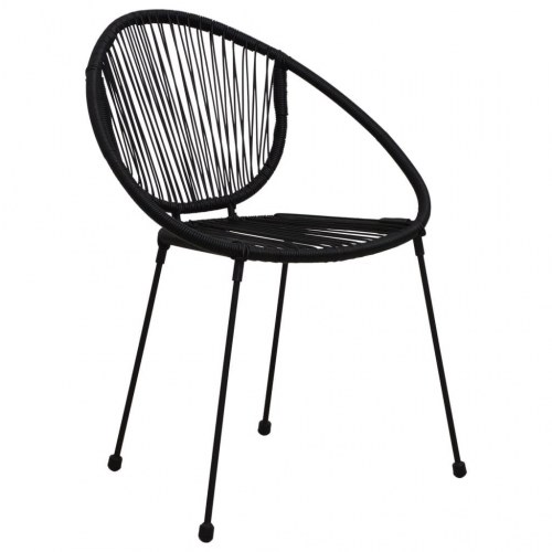 Udendørs spisebordssæt 3 dele i sort PVC-rattan - bord og 2 stole