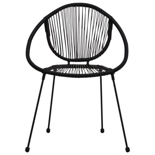 Udendørs spisebordssæt 3 dele i sort PVC-rattan - bord og 2 stole
