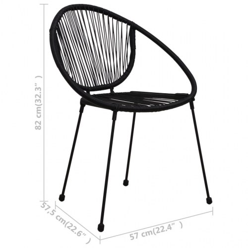 Udendørs spisebordssæt 3 dele i sort PVC-rattan - bord og 2 stole
