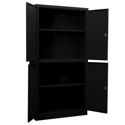 Kontorskab 90x40x180 cm stål sort
