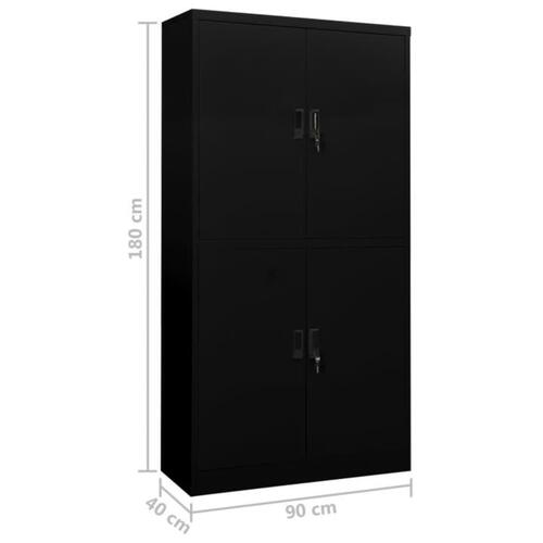Kontorskab 90x40x180 cm stål sort