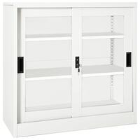 Skab med skydelåger 90x40x90 cm stål hvid