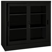Skab med skydelåger 90x40x90 cm stål sort
