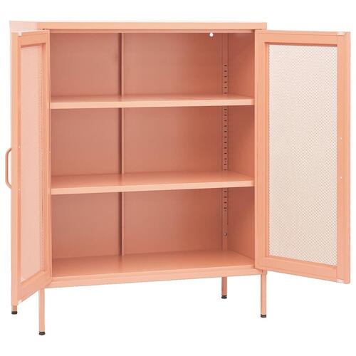 Opbevaringsskab 80x35x101,5 cm stål lyserød