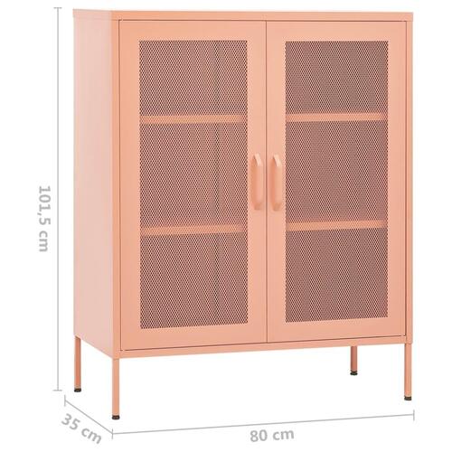 Opbevaringsskab 80x35x101,5 cm stål lyserød