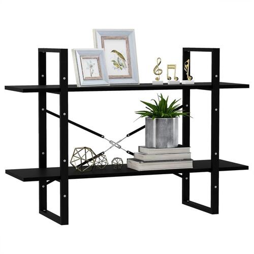 Bogreol med 2 hylder 100x30x70 cm massivt fyrretræ sort