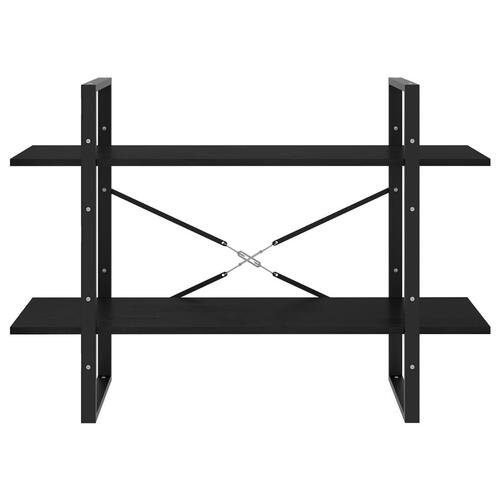 Bogreol med 2 hylder 100x30x70 cm massivt fyrretræ sort
