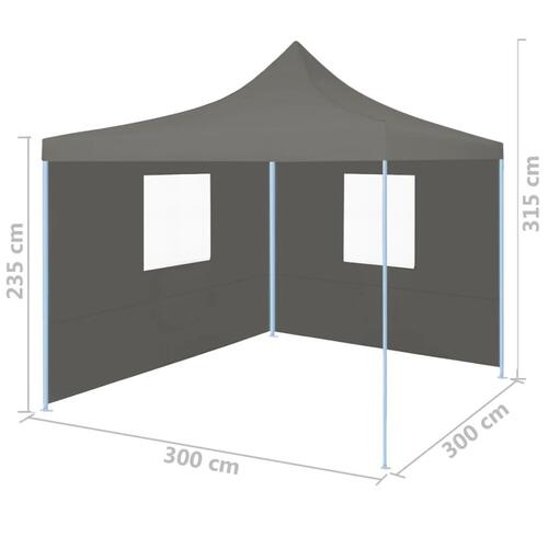 Foldbart festtelt pop-up med 2 sidevægge 3 x 3 m antracitgrå