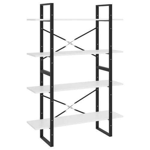 Bogreol med 4 hylder 100x30x140 cm konstrueret træ hvid