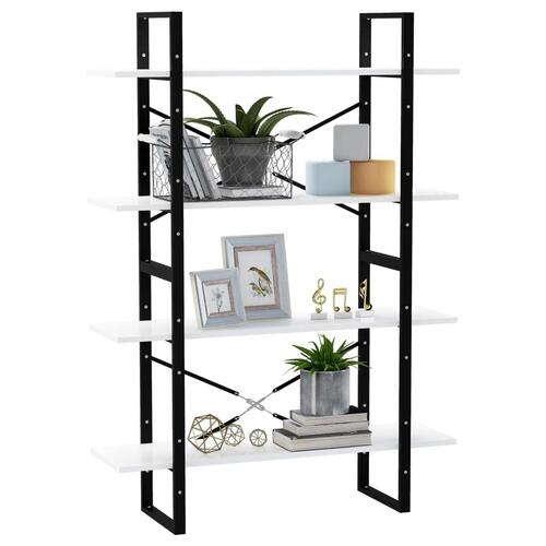 Bogreol med 4 hylder 100x30x140 cm konstrueret træ hvid