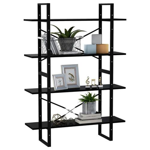 Bogreol med 4 hylder 100x30x140 cm konstrueret træ sort