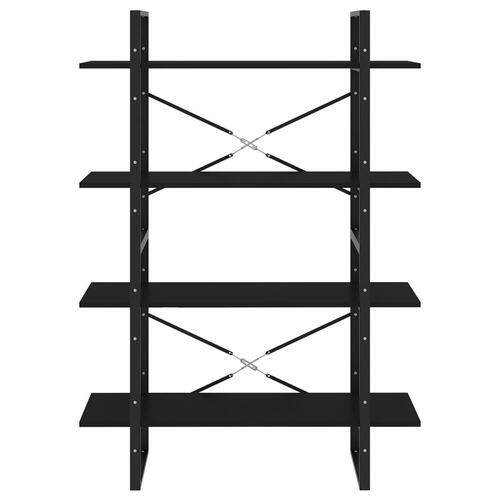 Bogreol med 4 hylder 100x30x140 cm konstrueret træ sort