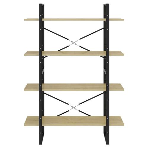 Bogreol med 4 hylder 100x30x140 cm konstrueret træ sonoma-eg