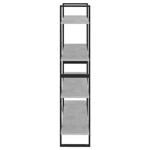 Bogreol med 4 hylder 100x30x140 cm konstrueret træ betongrå