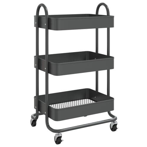Vogn med 3 hylder 43x34x79 cm stål antracitgrå