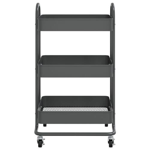 Vogn med 3 hylder 43x34x79 cm stål antracitgrå