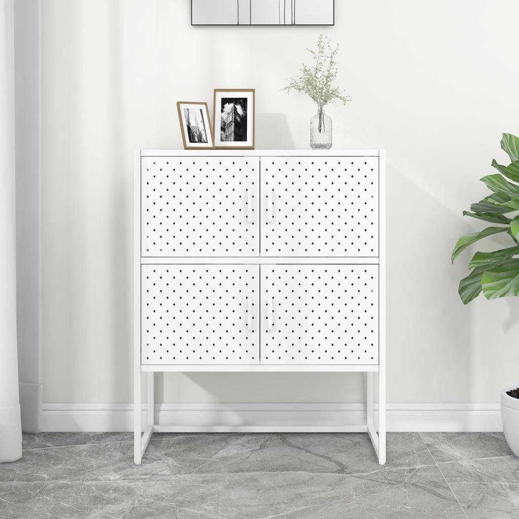 Højskab i stål - 80 × 35 × 100 cm, hvid, 4 låger billede