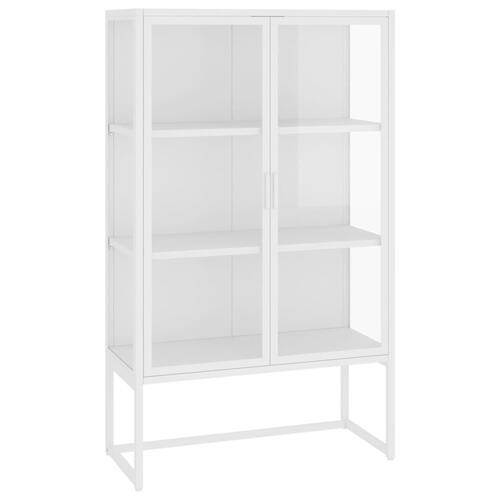 Højskab 80x35x135 cm stål og hærdet glas hvid