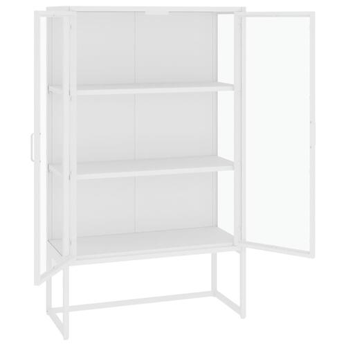 Højskab 80x35x135 cm stål og hærdet glas hvid