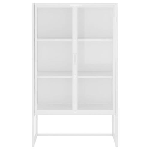 Højskab 80x35x135 cm stål og hærdet glas hvid