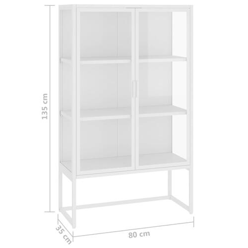 Højskab 80x35x135 cm stål og hærdet glas hvid