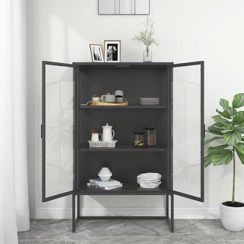 Højskab 80x35x135 cm stål og hærdet glas antracitgrå