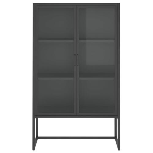 Højskab 80x35x135 cm stål og hærdet glas antracitgrå