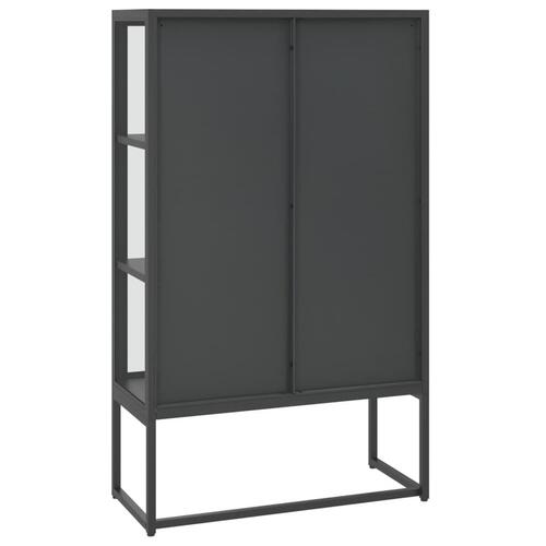 Højskab 80x35x135 cm stål og hærdet glas antracitgrå