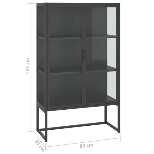 Højskab 80x35x135 cm stål og hærdet glas antracitgrå