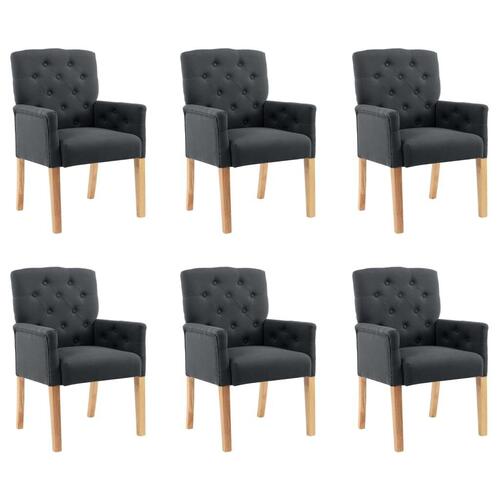 Spisebordsstole med armlæn 6 stk. stof grå