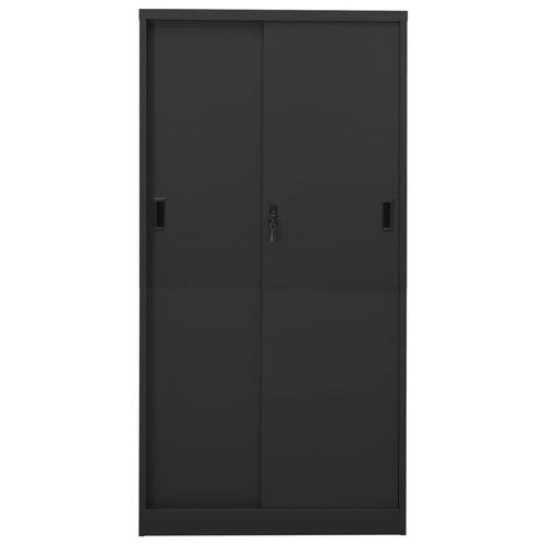 Kontorskab med skydelåger 90x40x180 cm stål antracitgrå
