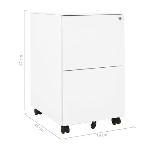 Mobilt arkivskab 39x45x67 cm stål hvid