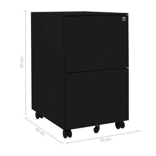 Mobilt arkivskab 39x45x67 cm stål sort