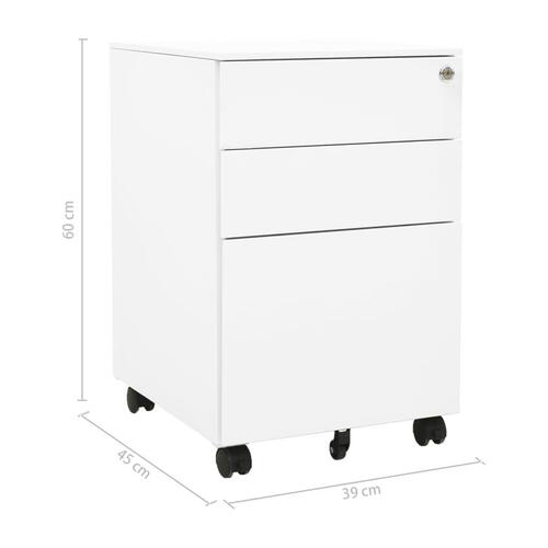 Mobilt arkivskab 39x45x60 cm stål hvid