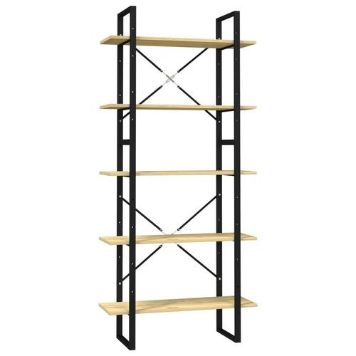 Bogreol med 5 hylder 80x30x175 cm fyrretræ