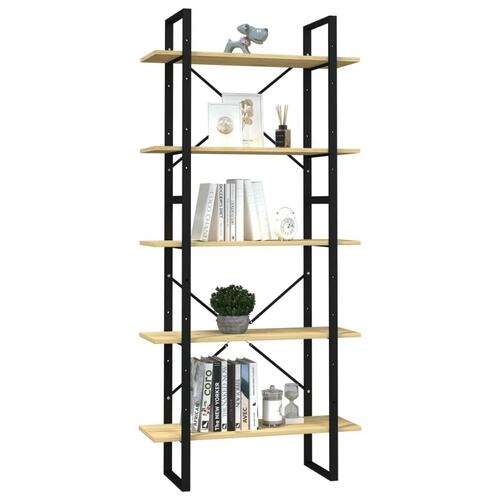 Bogreol med 5 hylder 80x30x175 cm fyrretræ