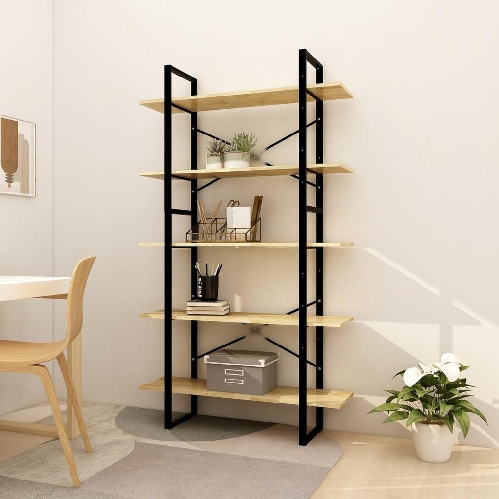 Bogreol med 5 hylder 100x30x175 cm massivt fyrretræ