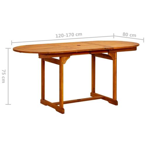 Havebord (120-170)x80x75 cm massivt akacietræ