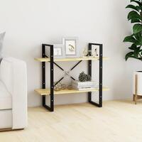 Bogreol med 2 hylder 80x30x70 cm massivt fyrretræ