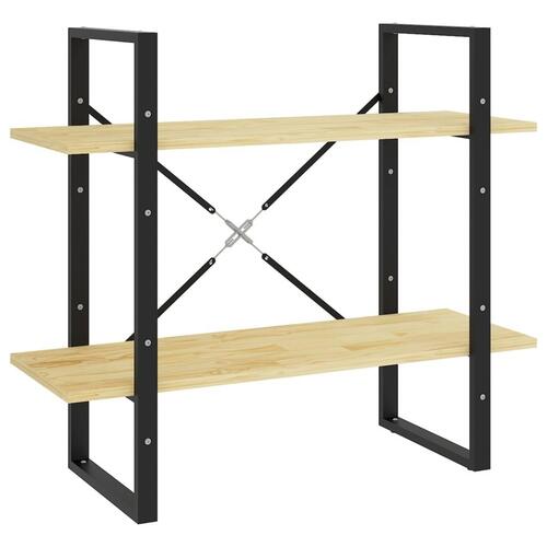 Bogreol med 2 hylder 80x30x70 cm massivt fyrretræ