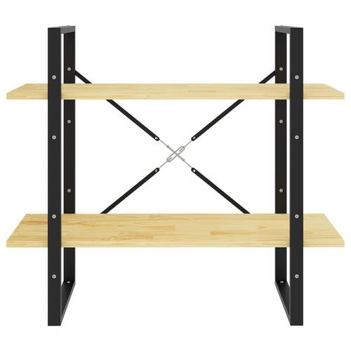 Bogreol med 2 hylder 80x30x70 cm massivt fyrretræ