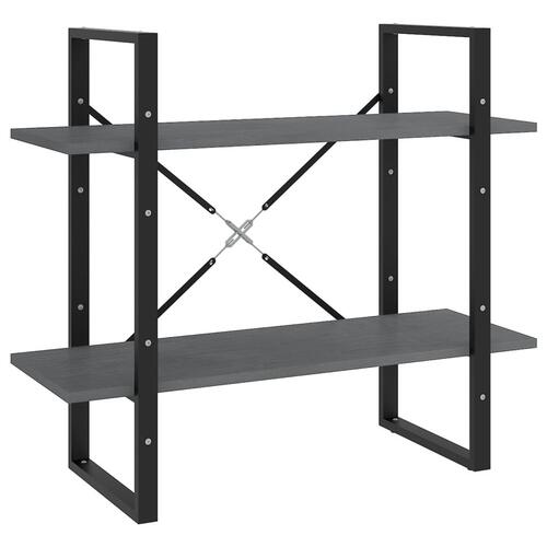 Bogreol med 2 hylder 80x30x70 cm massivt fyrretræ grå