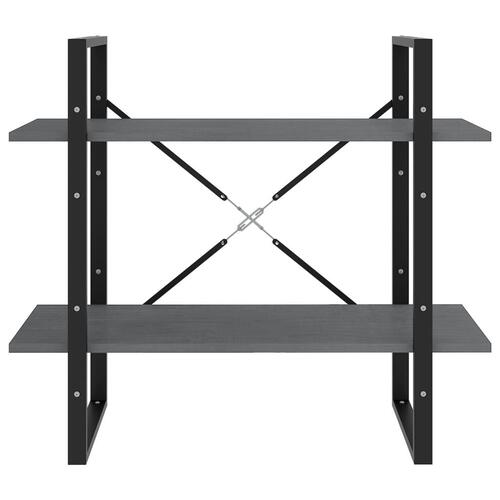 Bogreol med 2 hylder 80x30x70 cm massivt fyrretræ grå