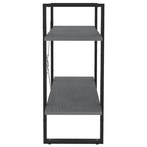 Bogreol med 2 hylder 80x30x70 cm massivt fyrretræ grå