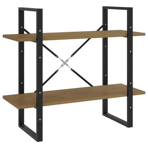Bogreol 80x30x70 cm 2 hylder massivt fyrretræ