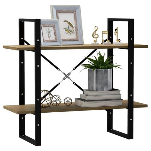 Bogreol 80x30x70 cm 2 hylder massivt fyrretræ